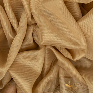 Sandal Woven Tissue Saree With Embroidered Floral Motifs-Sandal