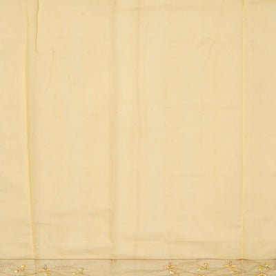 Sandal Woven Tissue Saree With Embroidered Floral Motifs-Sandal