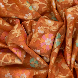 Peach Handloom Cotton Saree With Meena Floral Motifs-Peach