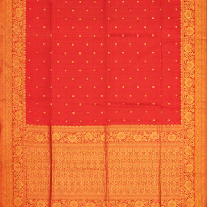 Red Woven Blended Dupion Saree With Kamalam Motifs-Red