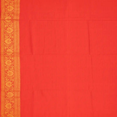 Red Woven Blended Dupion Saree With Kamalam Motifs-Red
