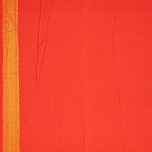 Red Woven Blended Dupion Saree With Flower Motifs-Red