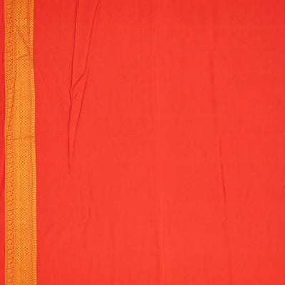 Red Woven Blended Dupion Saree With Flower Motifs-Red