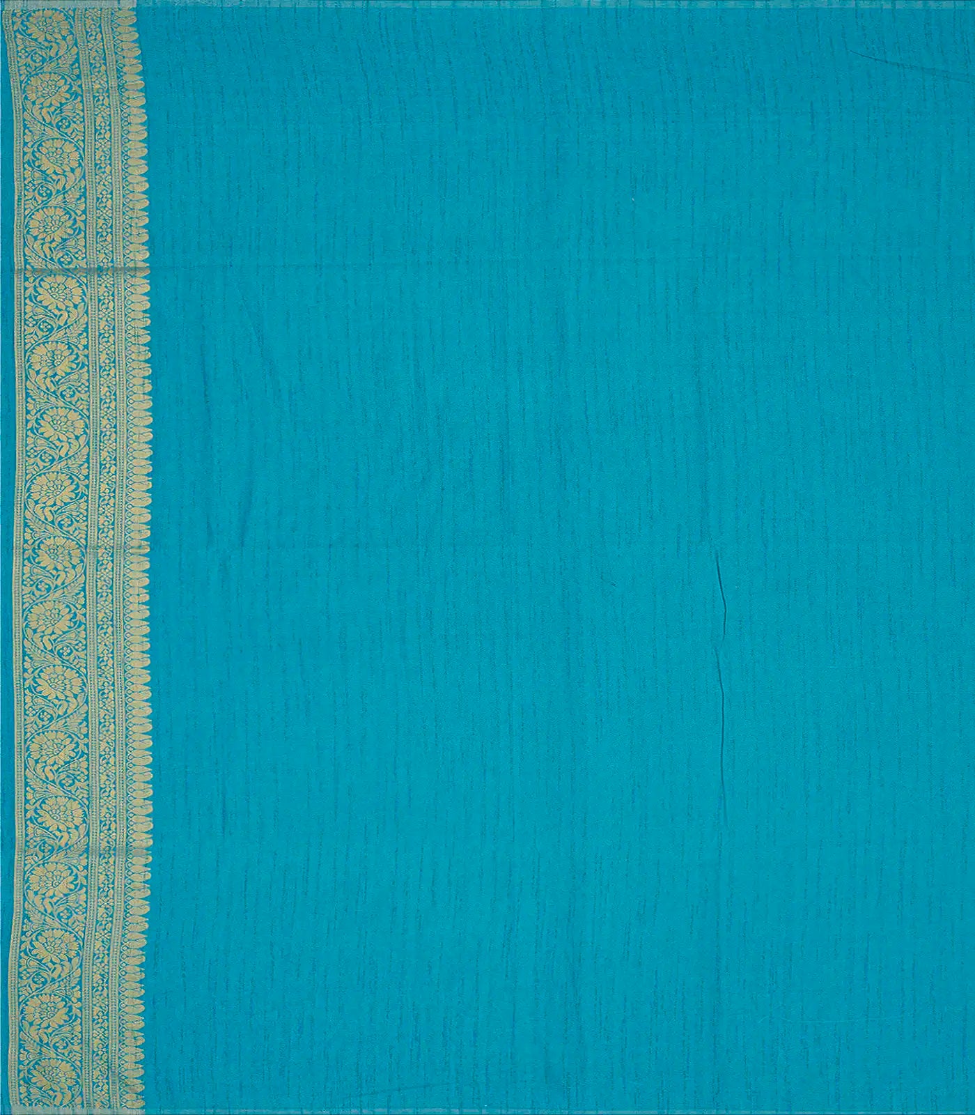 Blue Woven Art Dupion Saree With Floral Motifs-Blue