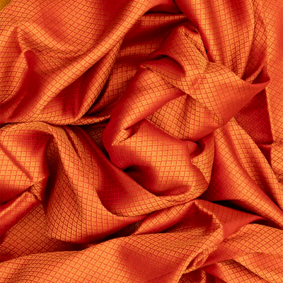 Crimson Woven Blended Softy Saree With Floral Motifs-Crimson