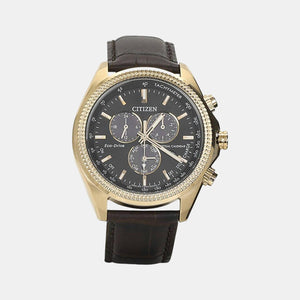 Eco-Drive Men Eco-Drive Black Dial Chronograph Leather Watch BL5562-18E