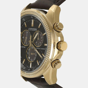 Eco-Drive Men Eco-Drive Black Dial Chronograph Leather Watch BL5562-18E
