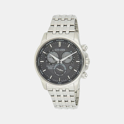 Eco-Drive Men Eco-Drive Grey Dial Chronograph Stainless Steel Watch BL8150-86H