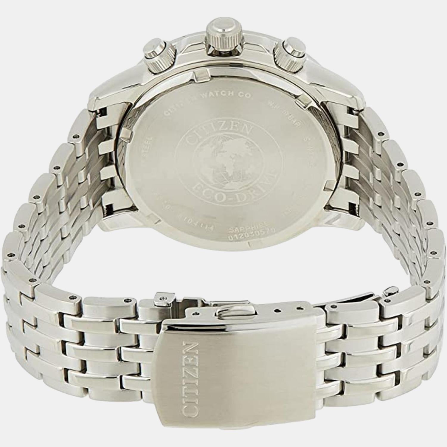 Eco-Drive Men Eco-Drive Grey Dial Chronograph Stainless Steel Watch BL8150-86H
