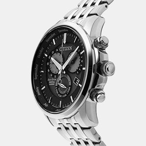 Eco-Drive Men Eco-Drive Grey Dial Chronograph Stainless Steel Watch BL8150-86H