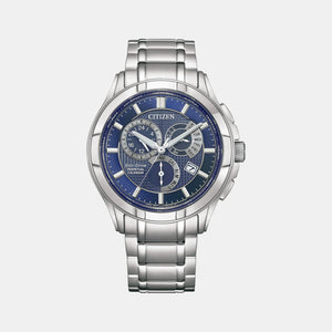BI Men Eco-Drive Blue Dial Chronograph Stainless Steel Watch BL8160-58L