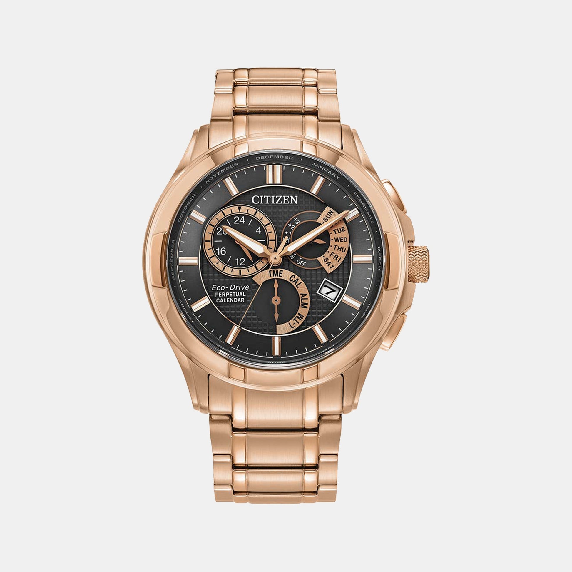 BI Men Eco-Drive Brown Dial Chronograph Stainless Steel Watch BL8163-50X