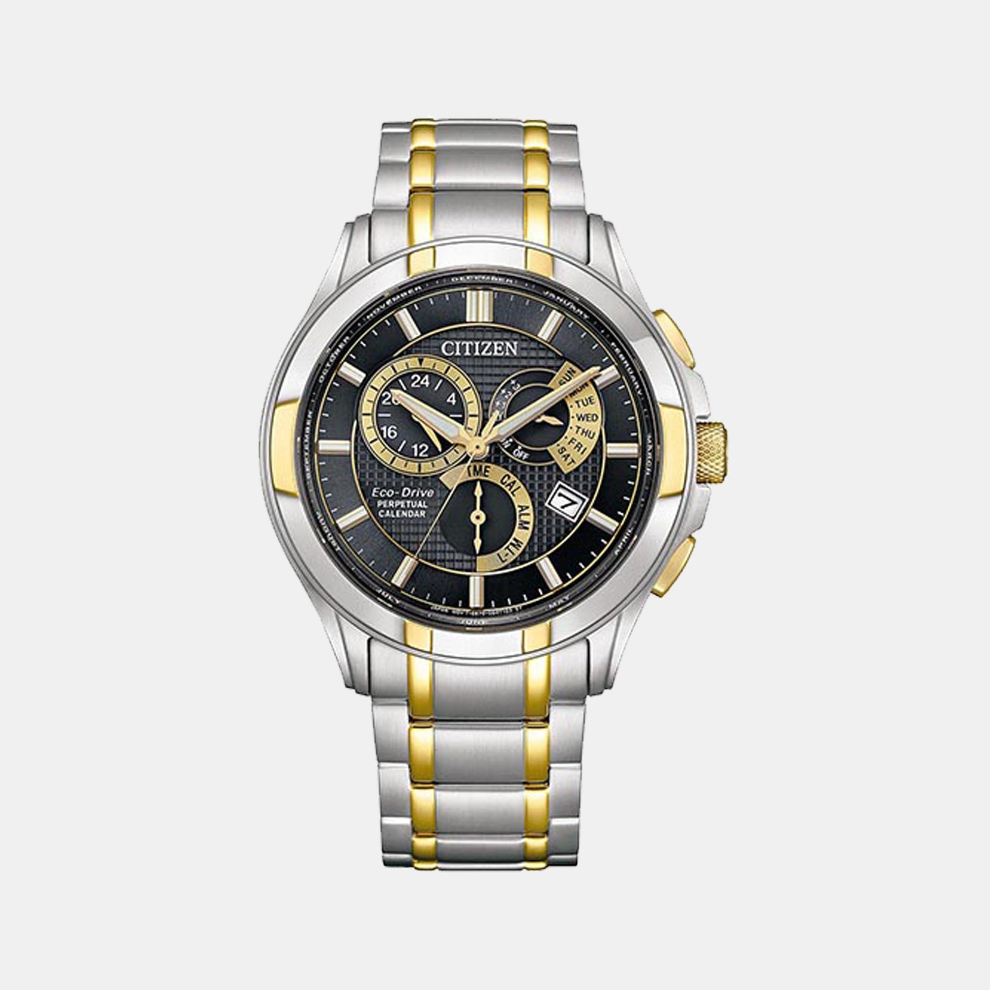 BI Men Eco-Drive Black Dial Chronograph Stainless Steel Watch BL8164-57E