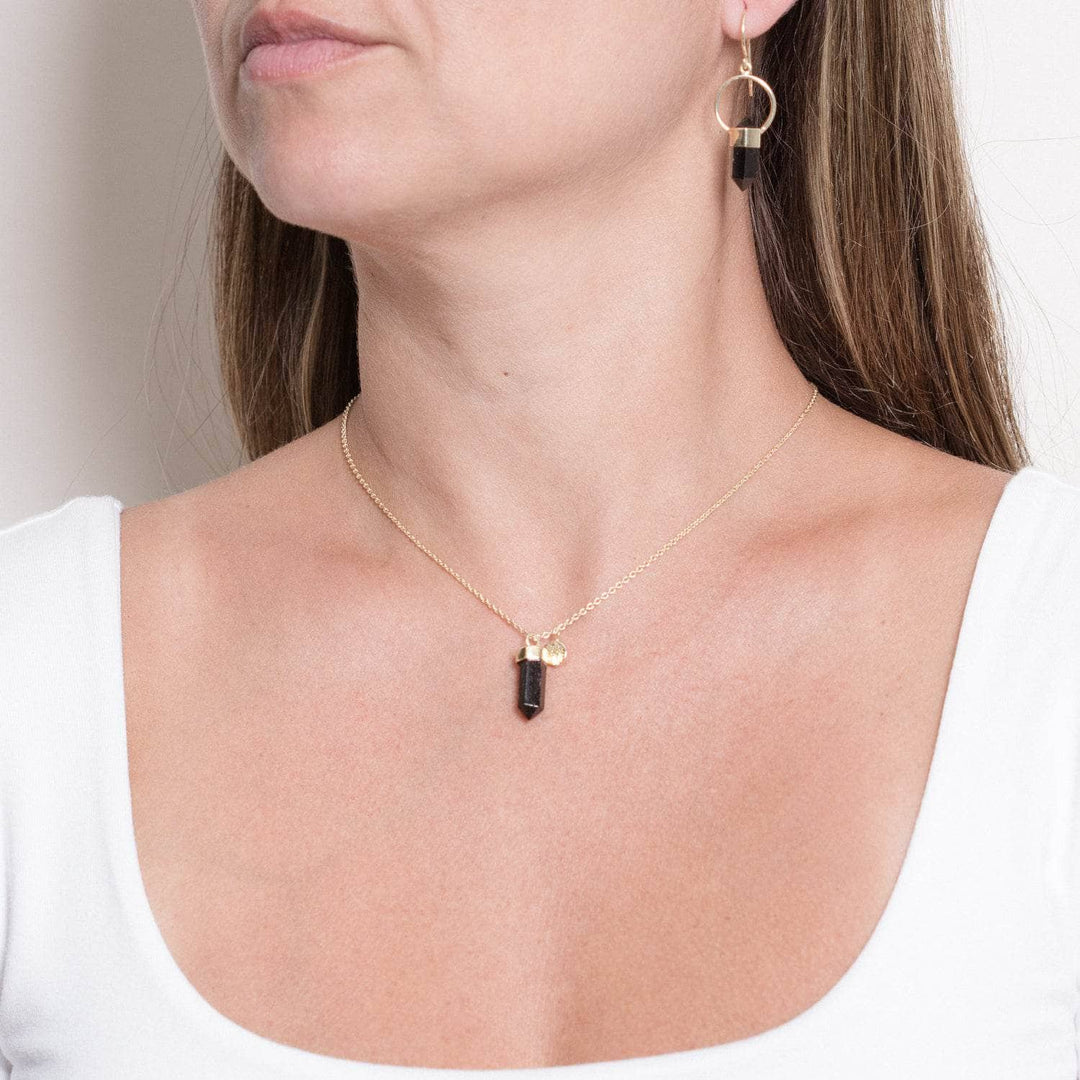 Delicate Black Tourmaline Crystal Point Necklace