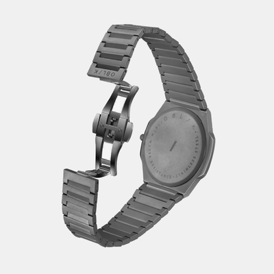 Blade Men Quartz Gunmetal Dial Analog Stainless Steel Watch