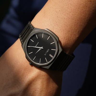 Blade Men Quartz Gunmetal Dial Analog Stainless Steel Watch