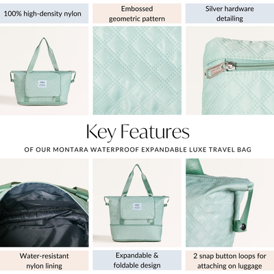 Montara Expandable Foldable Luxe Travel Bag Mint