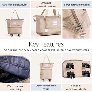 Double Expandable Movo Travel Bag With Detachable Wheels