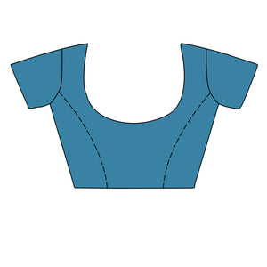 Sky Blue Silk Saree With Blouse Piece