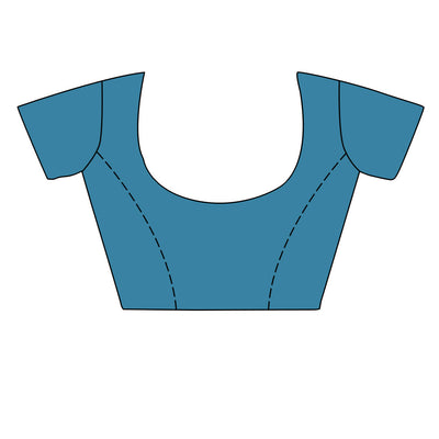 Sky Blue Silk Saree With Blouse Piece