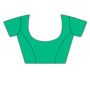 Green Satin Silk Saree With Blouse Piece