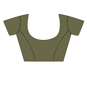 Olive Green Silk Saree With Blouse Piece