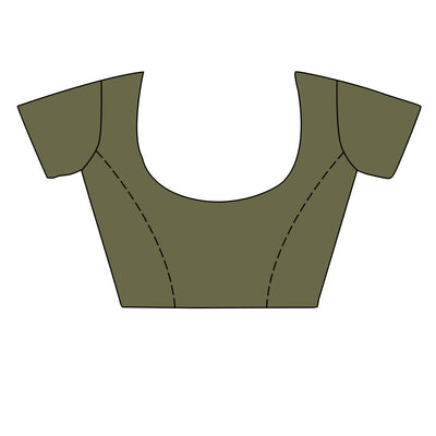 Olive Green Silk Saree With Blouse Piece