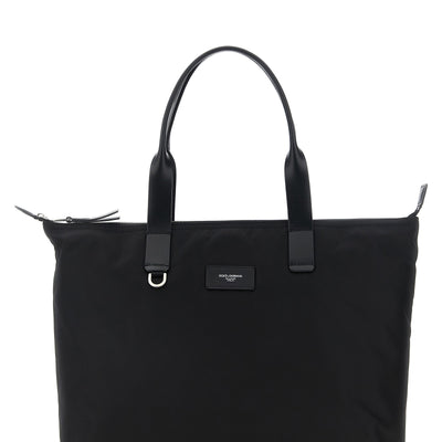 Dolce & Gabbana Media Logo Patch Shopping Bag