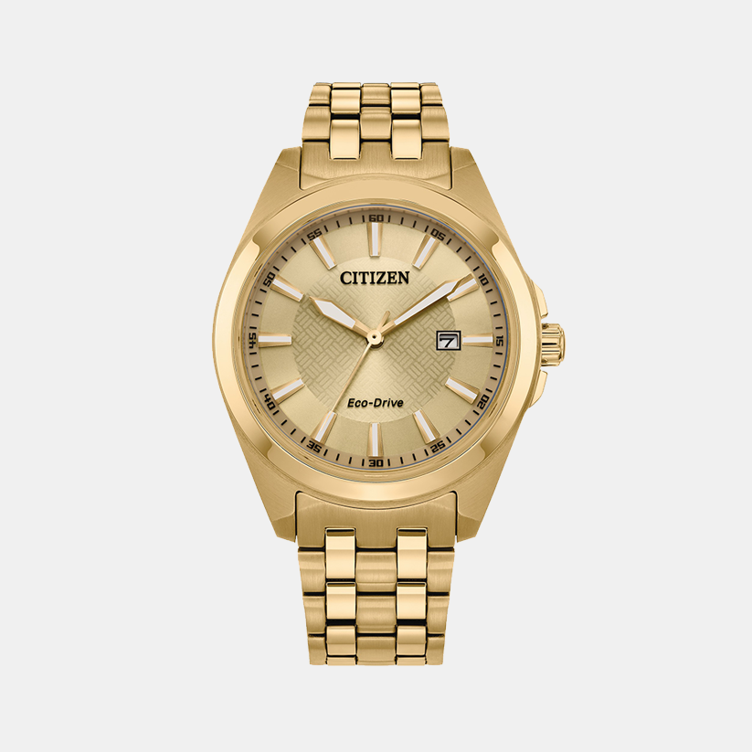 Eco-Drive Men Eco-Drive Champagne Dial Analog Stainless Steel Watch BM7532-54P