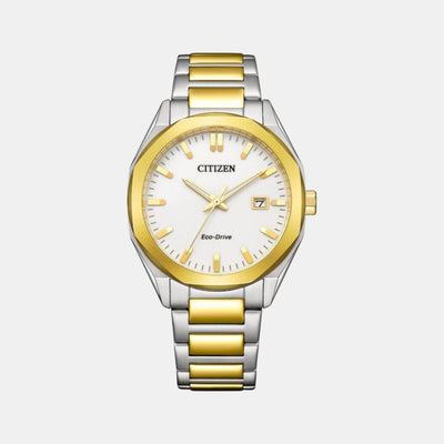 Eco-Drive Men Eco-Drive White Dial Analog Stainless Steel Watch BM7624-82A
