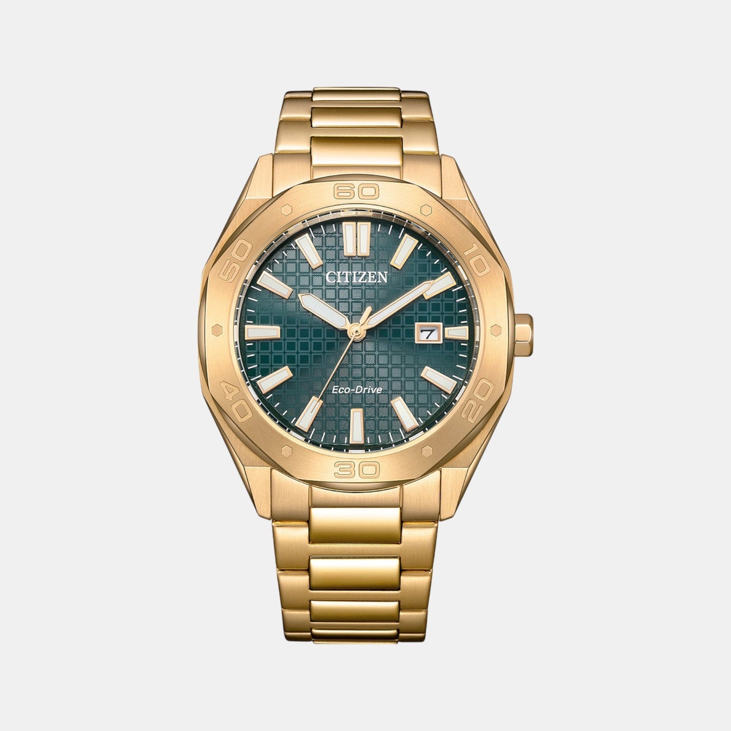 Eco-Drive Men Eco-Drive Green Dial Analog Stainless Steel Watch BM7633-81X