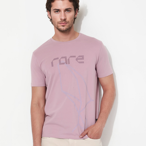 Rare Rabbit Articale Mens Bolt Dusky Pink Cotton Lycra Fabric Short Sleeve Crew Neck Regular Fit Graphic Print T-Shirt