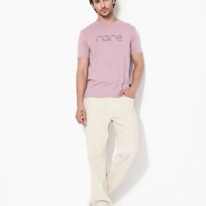Rare Rabbit Articale Mens Bolt Dusky Pink Cotton Lycra Fabric Short Sleeve Crew Neck Regular Fit Graphic Print T-Shirt
