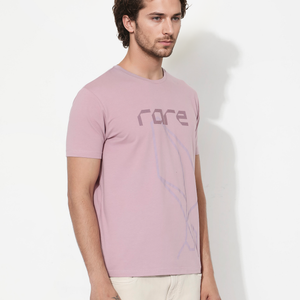 Rare Rabbit Articale Mens Bolt Dusky Pink Cotton Lycra Fabric Short Sleeve Crew Neck Regular Fit Graphic Print T-Shirt