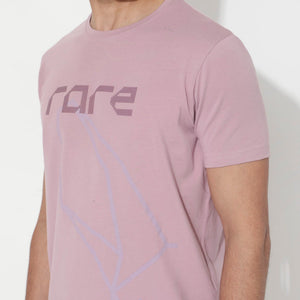 Rare Rabbit Articale Mens Bolt Dusky Pink Cotton Lycra Fabric Short Sleeve Crew Neck Regular Fit Graphic Print T-Shirt