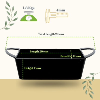 Trilonium Triple seasoned Iron bread mould pan 20cm | Black
