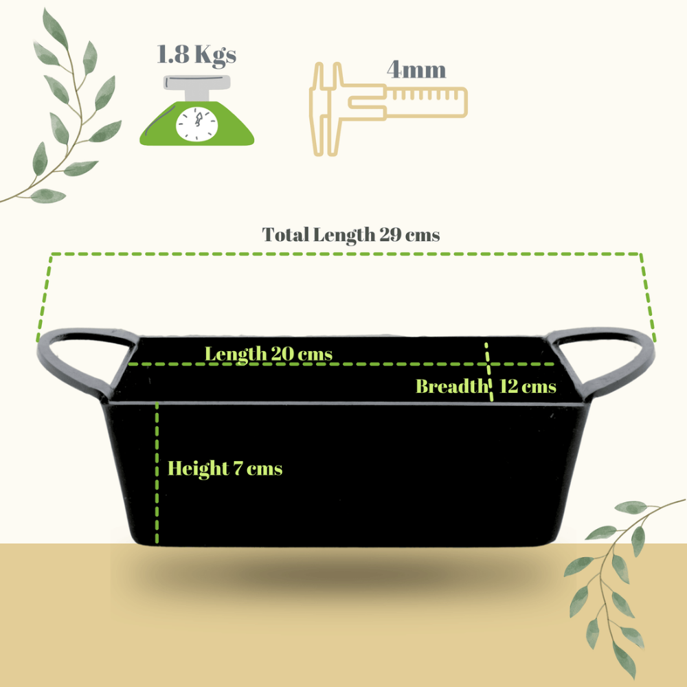 Trilonium Triple seasoned Iron bread mould pan 20cm | Black