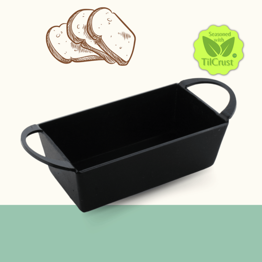Trilonium Triple seasoned Iron bread mould pan 20cm | Black