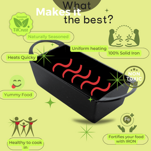 Trilonium Triple seasoned Iron bread mould pan 20cm | Black