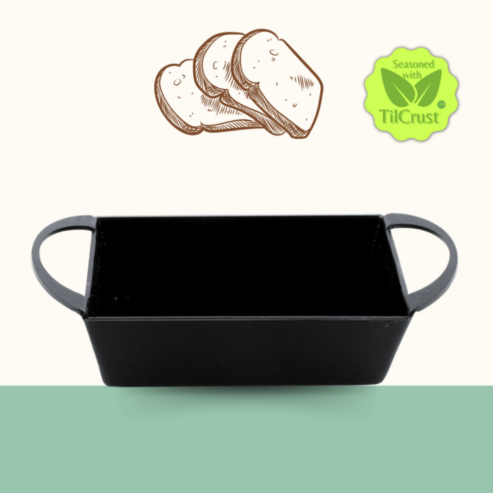 Trilonium Triple seasoned Iron bread mould pan 20cm | Black