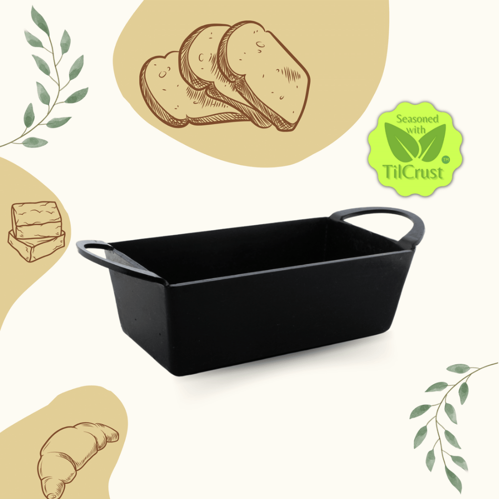 Trilonium Triple seasoned Iron bread mould pan 20cm | Black