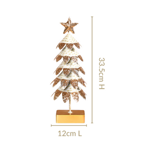 White Christmas Tree With Gold Glitter Showpiece