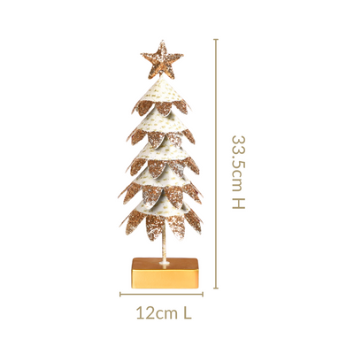 White Christmas Tree With Gold Glitter Showpiece