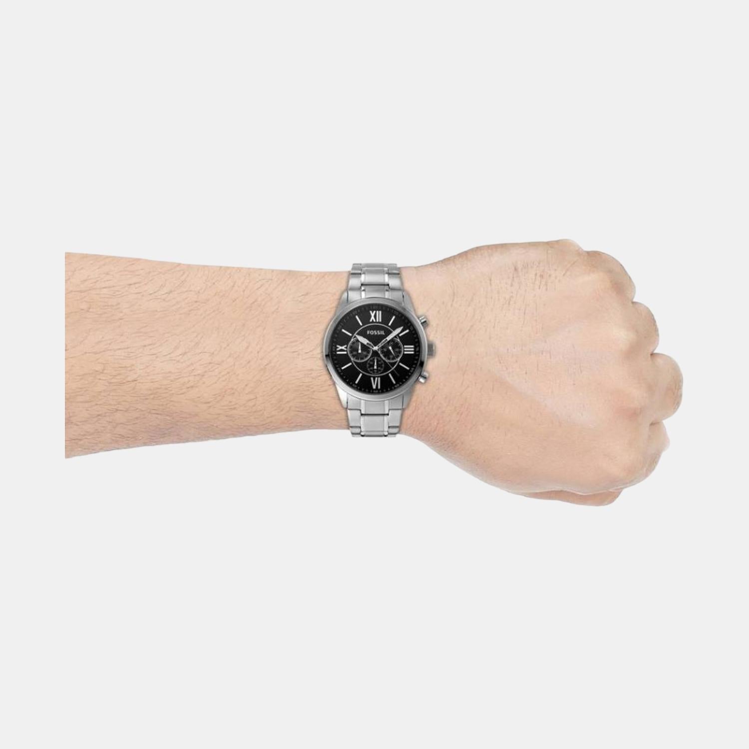 Flynn Men Quartz Black Dial Chronograph Stainless Steel Watch BQ1125