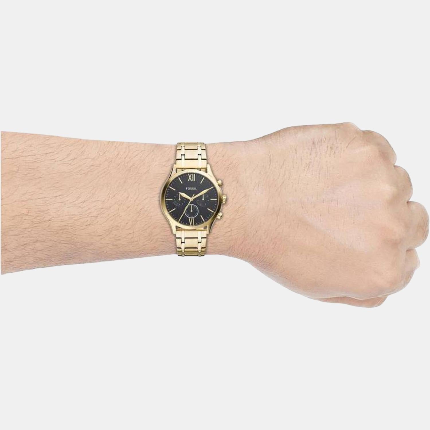 Fenmore Men Quartz Black Dial Multi-Function Stainless Steel Watch BQ2366