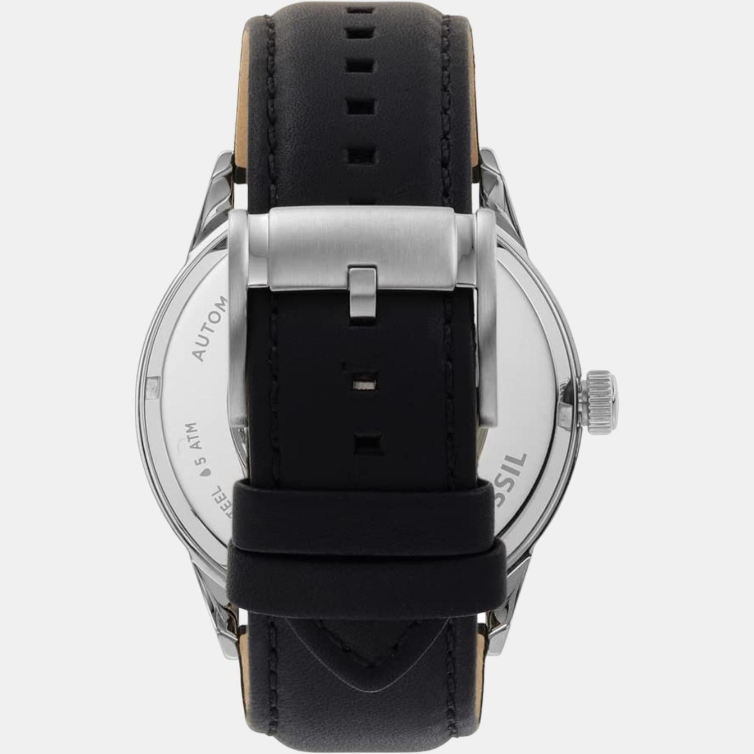 Flynn Men Automatic Black Dial Analog Leather Watch BQ2383