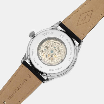 Flynn Men Automatic Black Dial Analog Leather Watch BQ2383