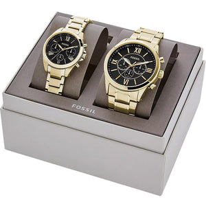 Fossil His and Her Black Dial Pair 46mm & 36mm BQ2400SET