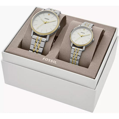 Fossil Lux Luther Silver Dial Pair 44mm & 34mm BQ2467SET
