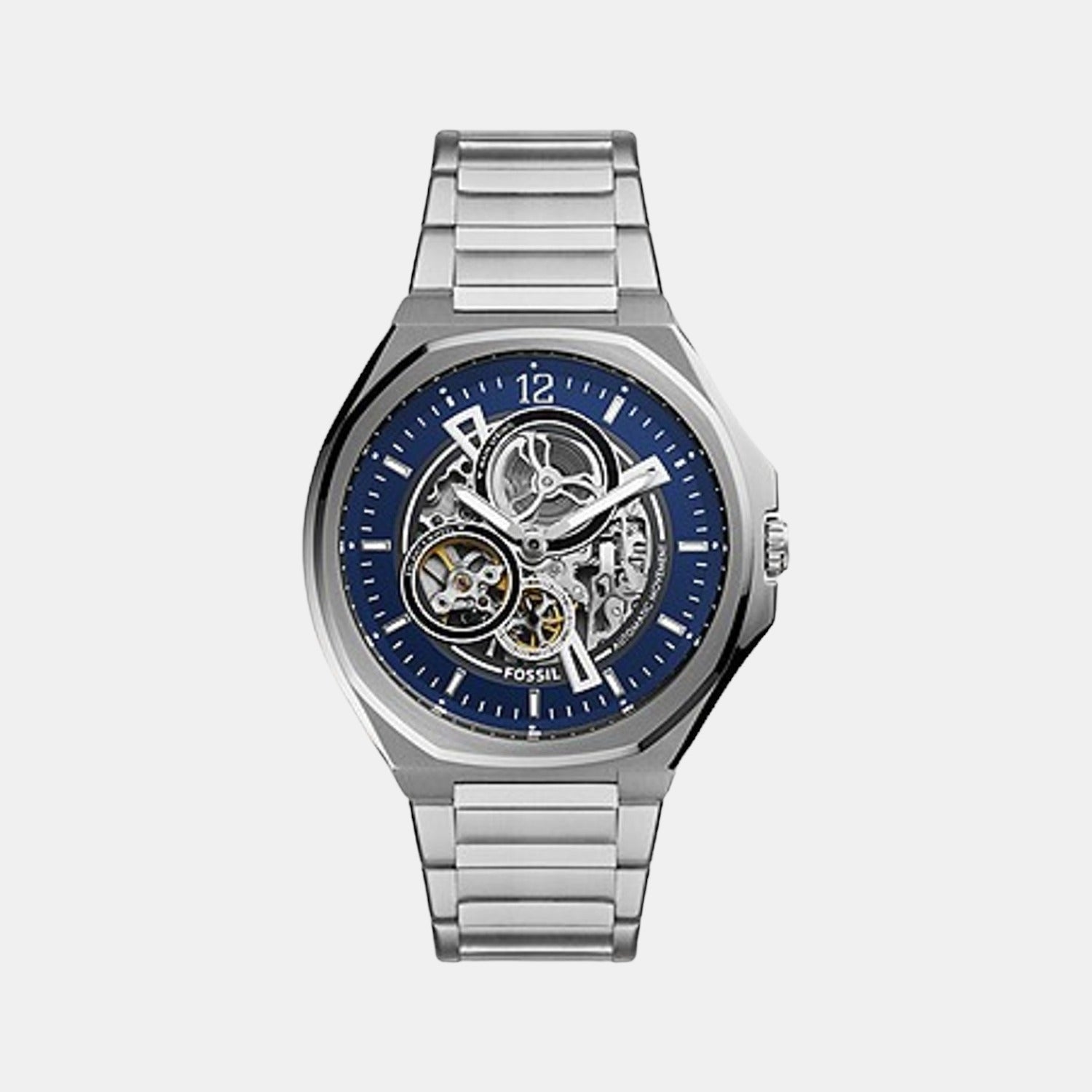 Evanston Men Automatic Blue Dial Analog Stainless Steel Watch BQ2620